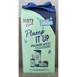 Dirty Works Plump It Up Hyaluronic Acid Set Serum Cleanser Day Cream Full Sizes